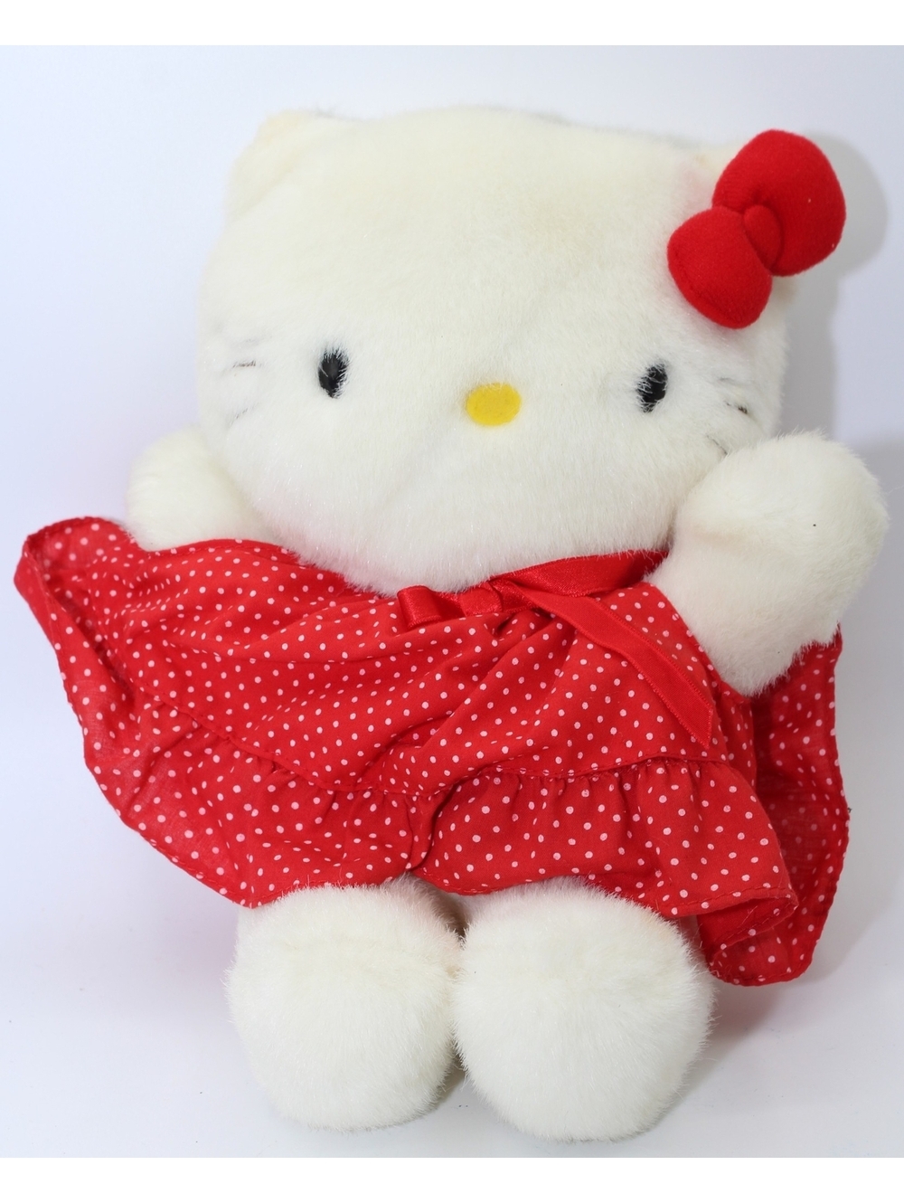 Vintage 1986 Sanrio Hello Kitty 11" Plush Doll Polka Dot Animal Made in Taiwan
